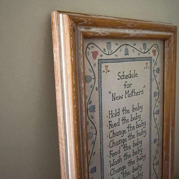 Vintage Wood Framed New Mothers Schedule Wall Art - Picture 4 of 16